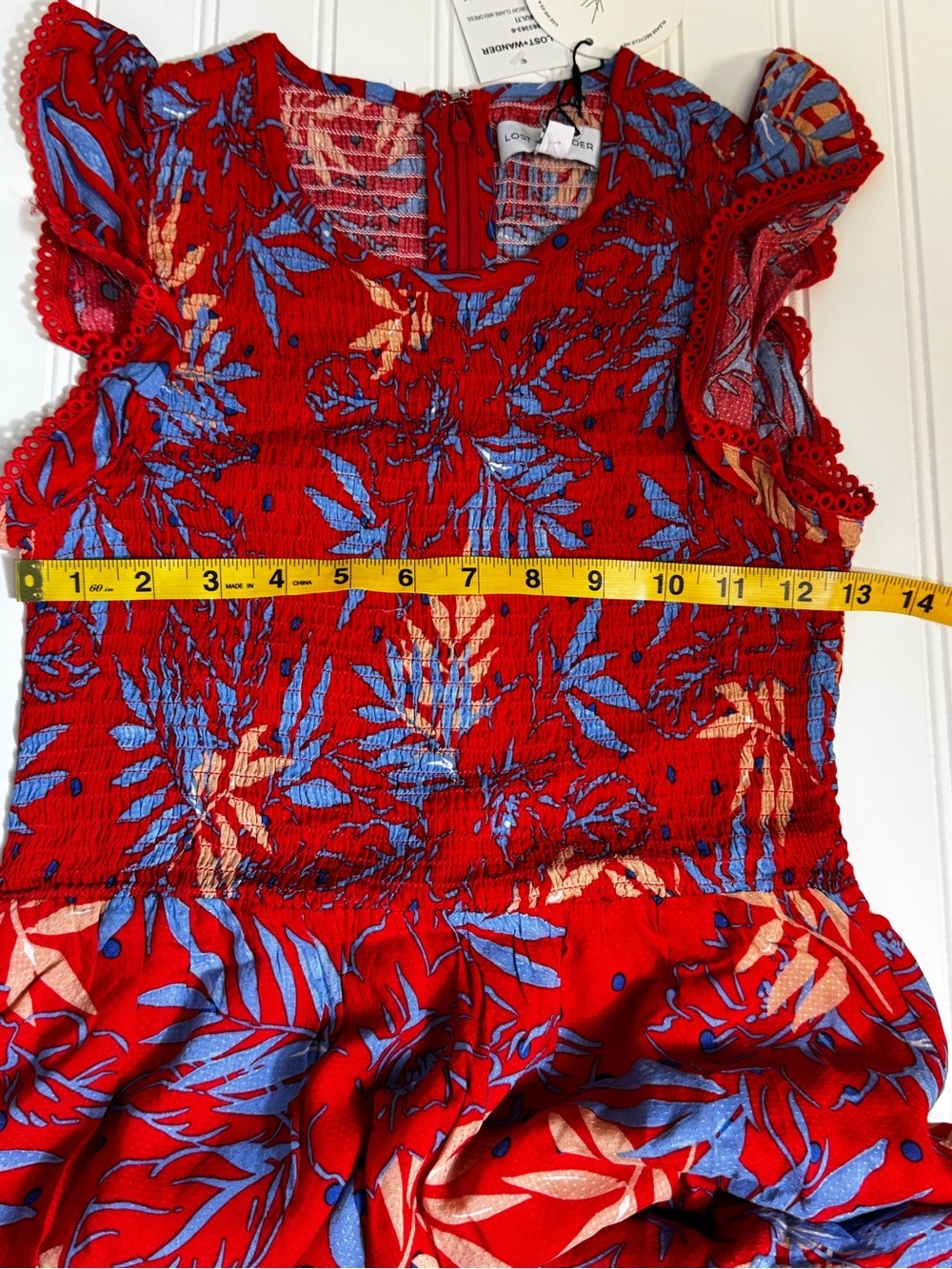 Lost + Wander Still On Vacay Smocked Tropical Midi Dress NWT XS Ruffle - Picture 12 of 12